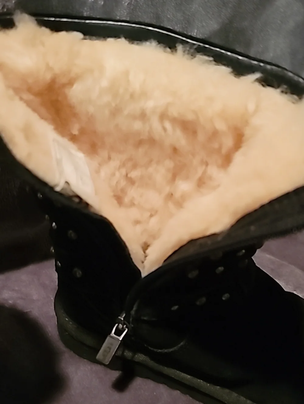 UGG Black Studded Shearling-Lined Kids Boots